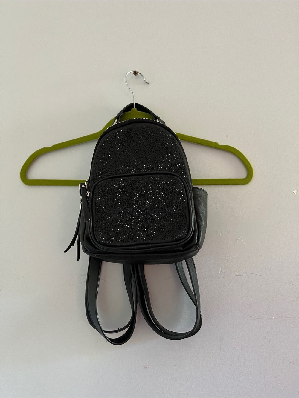 Compact Black Mini Backpack with Sparkle Accents